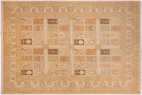 handmade Transitional Design Multi Tan Hand Knotted RECTANGLE 100% WOOL area rug 9' x 12'