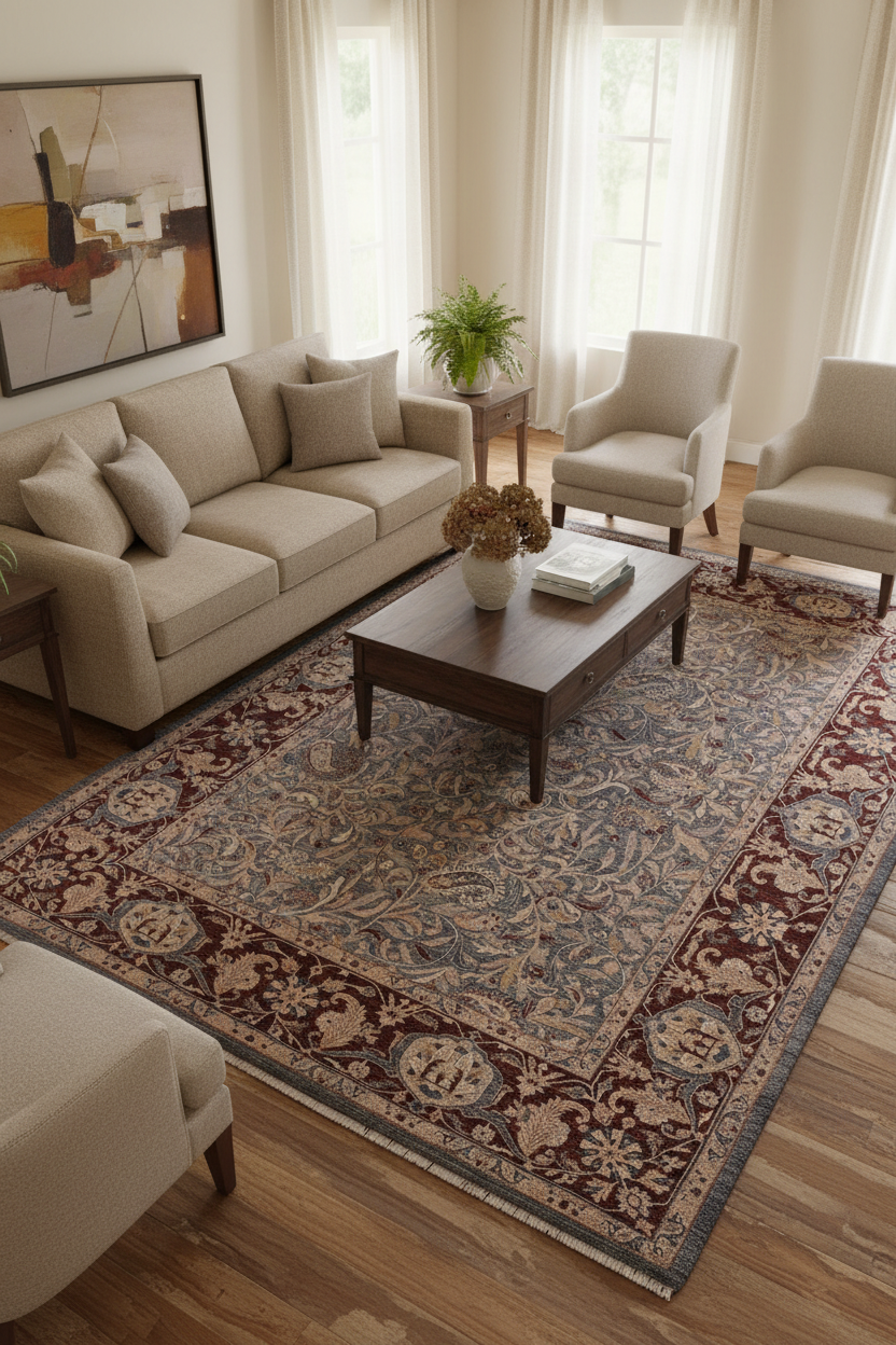 handmade Traditional Lahore Blue Aubergine Hand Knotted RECTANGLE 100% WOOL area rug 9'X12'