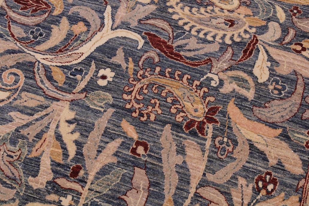 handmade Traditional Lahore Blue Aubergine Hand Knotted RECTANGLE 100% WOOL area rug 9'X12'