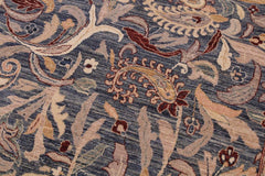 handmade Traditional Lahore Blue Aubergine Hand Knotted RECTANGLE 100% WOOL area rug 9'X12'