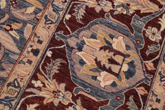 handmade Traditional Lahore Blue Aubergine Hand Knotted RECTANGLE 100% WOOL area rug 9'X12'