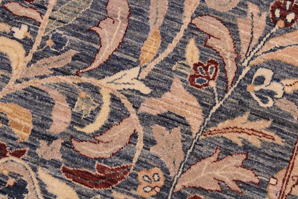 handmade Traditional Lahore Blue Aubergine Hand Knotted RECTANGLE 100% WOOL area rug 9'X12'