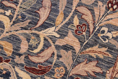 handmade Traditional Lahore Blue Aubergine Hand Knotted RECTANGLE 100% WOOL area rug 9'X12'