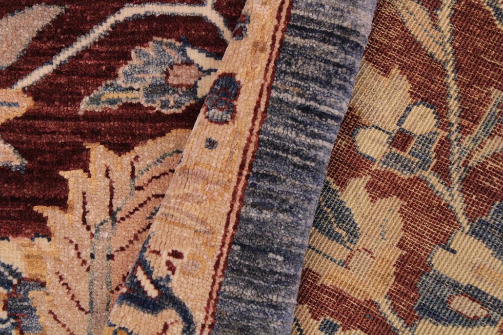 handmade Traditional Lahore Blue Aubergine Hand Knotted RECTANGLE 100% WOOL area rug 9'X12'