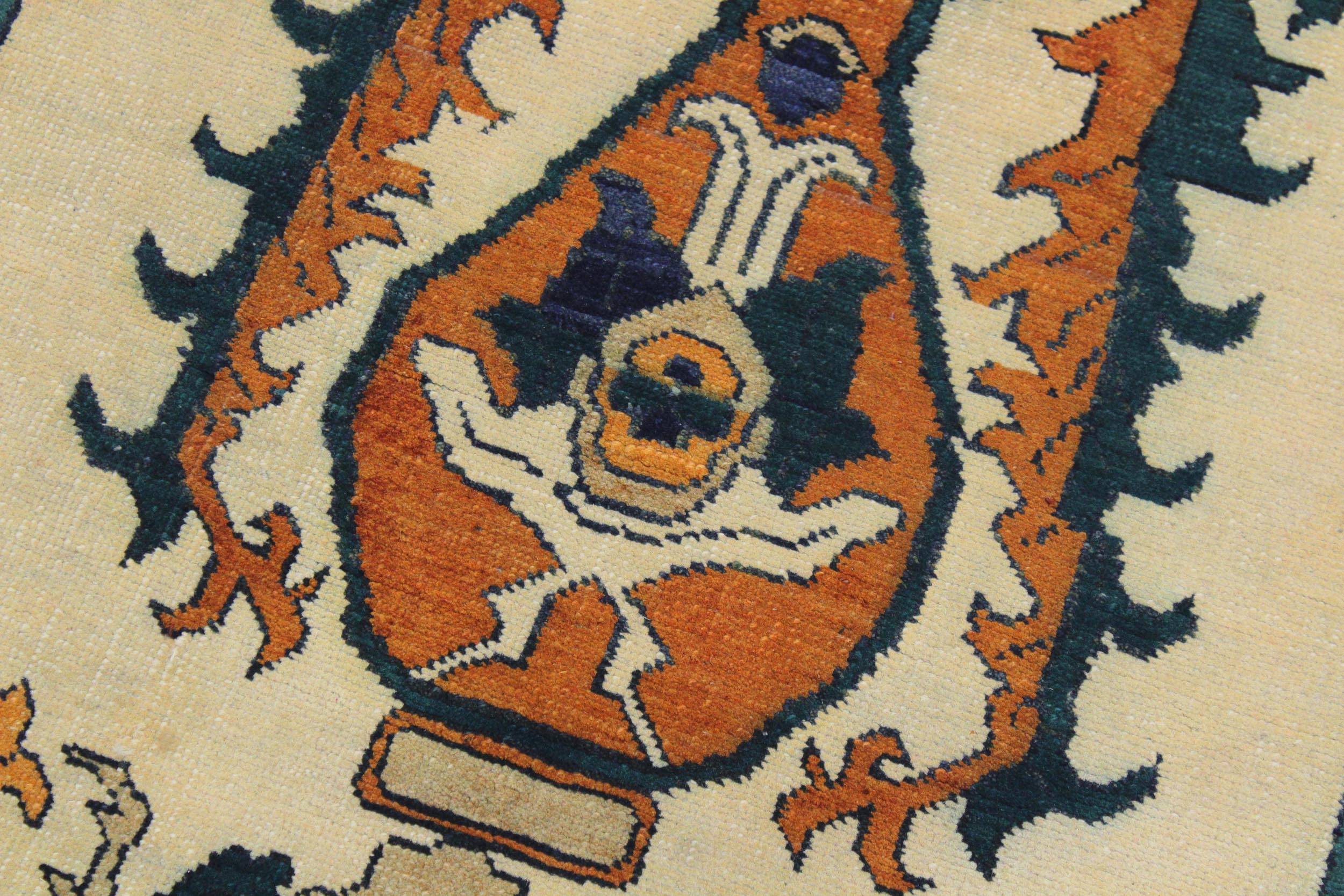 handmade Transitional Veg Dye Ivory Rust Hand Knotted RUNNER 100% WOOL area rug 3' x 10'