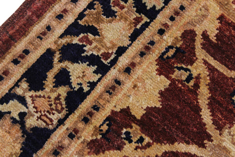 handmade Transitional Kafkaz Drk. Red Blue Hand Knotted RUNNER 100% WOOL area rug 3' x 12'