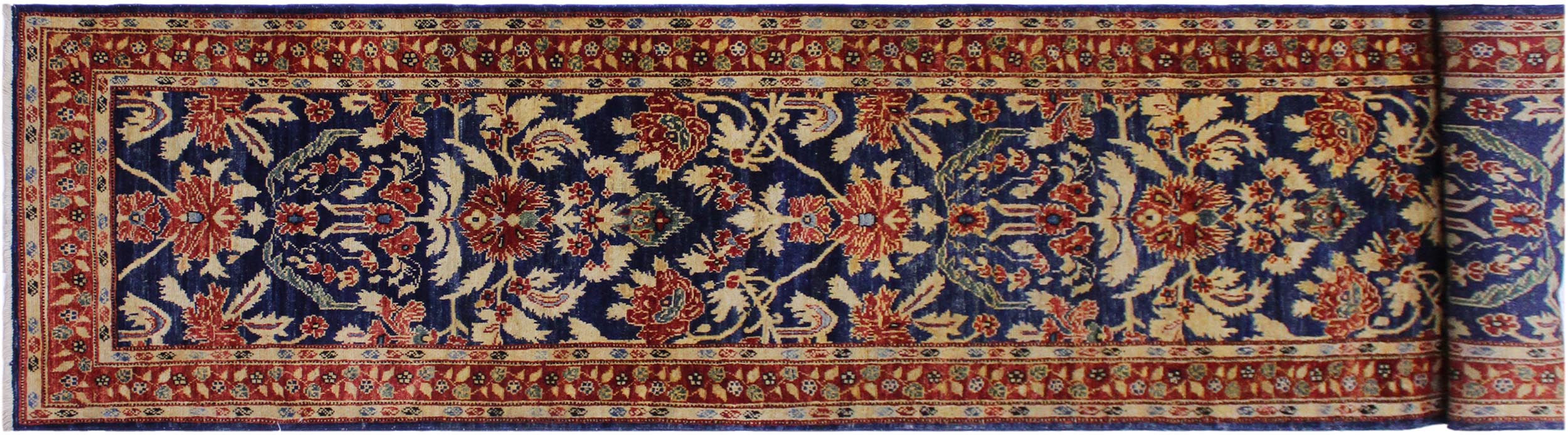 handmade Transitional Kafkaz Blue Rust Hand Knotted RUNNER 100% WOOL area rug 3' x 13'