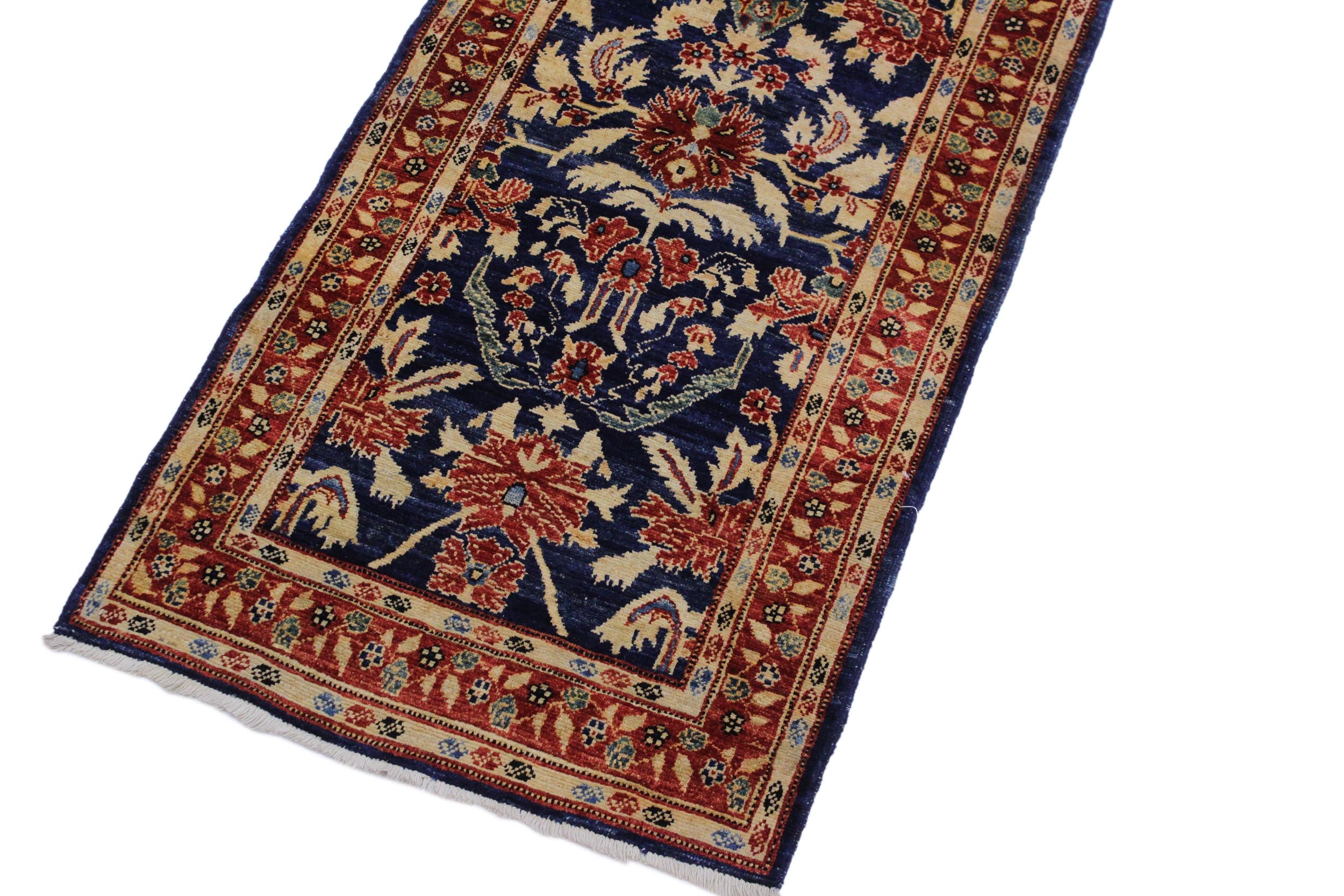handmade Transitional Kafkaz Blue Rust Hand Knotted RUNNER 100% WOOL area rug 3' x 13'