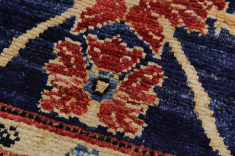 handmade Transitional Kafkaz Blue Rust Hand Knotted RUNNER 100% WOOL area rug 3' x 13'