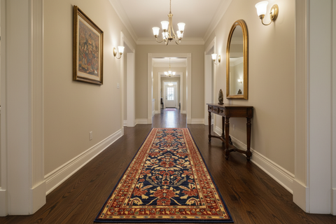 handmade Transitional Kafkaz Blue Rust Hand Knotted RUNNER 100% WOOL area rug 3' x 13'