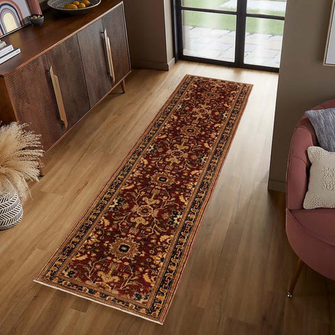 handmade Transitional Kafkaz Red Blue Hand Knotted RUNNER 100% WOOL area rug 3X13