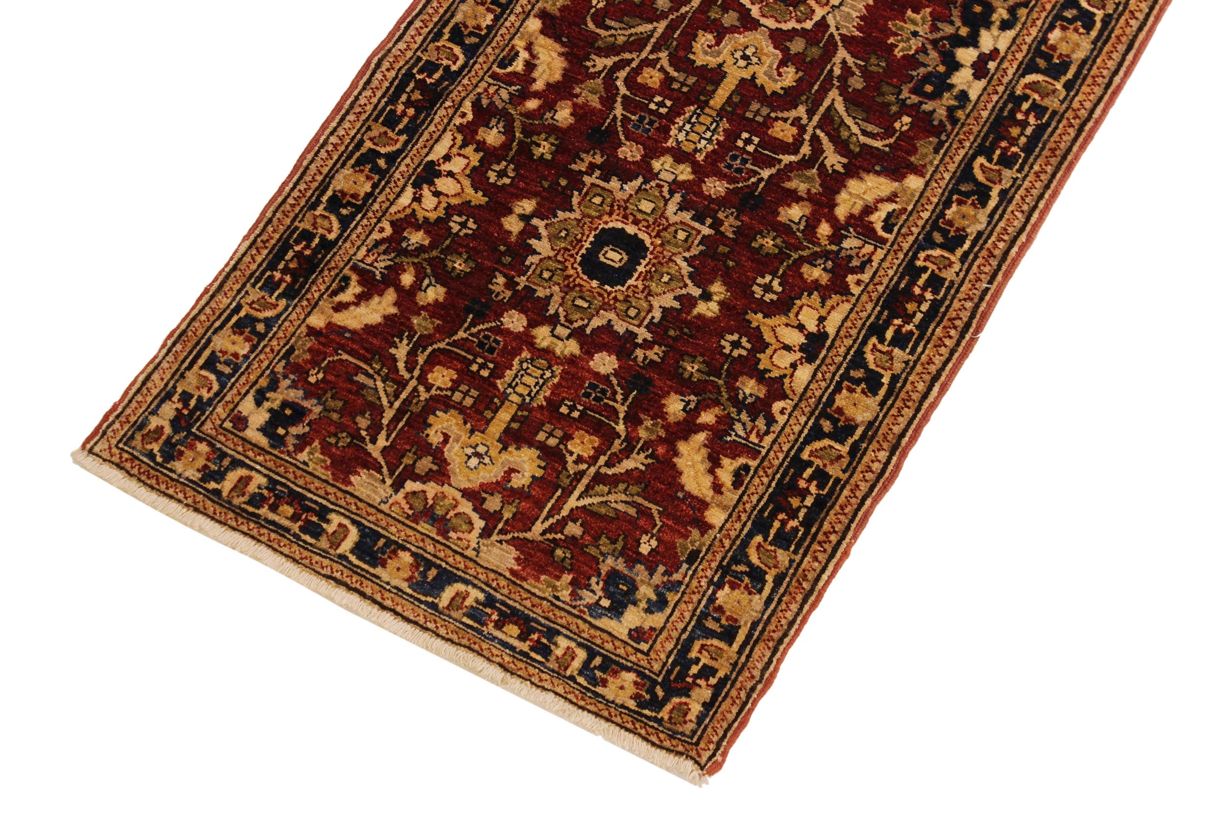 handmade Transitional Kafkaz Red Blue Hand Knotted RUNNER 100% WOOL area rug 3' x 13'