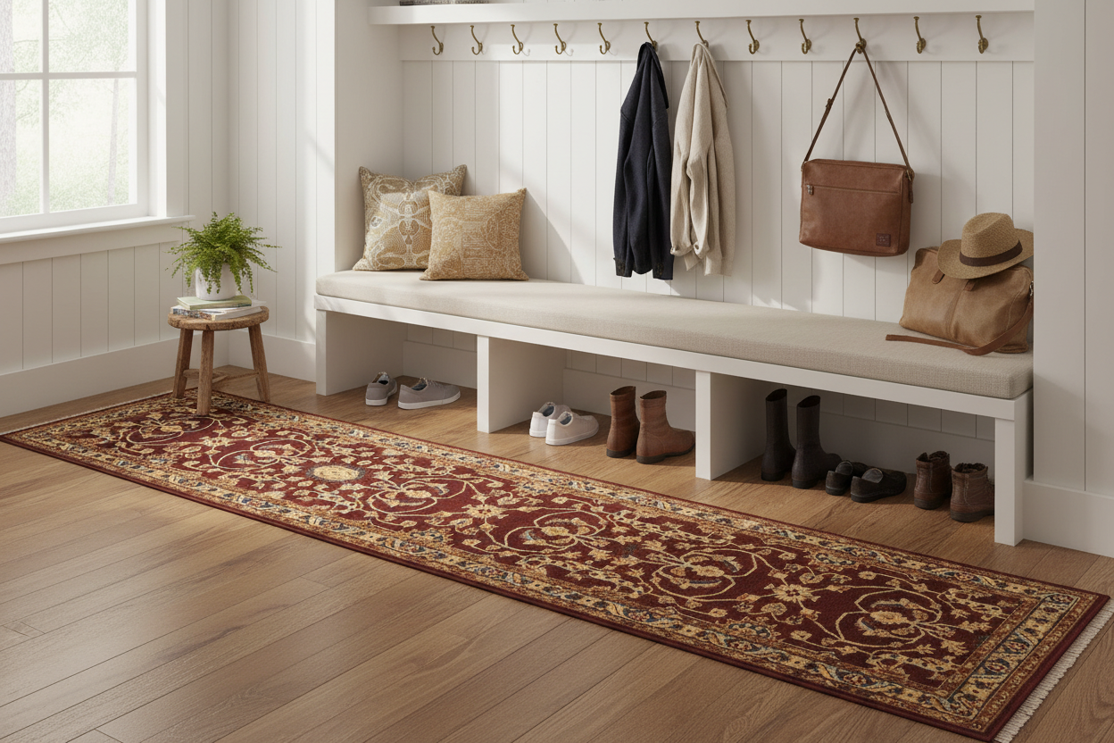 handmade Transitional Kafkaz Red Blue Hand Knotted RUNNER 100% WOOL area rug 2' x 12'