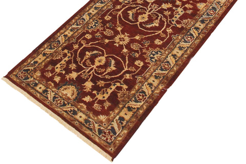 handmade Transitional Kafkaz Red Blue Hand Knotted RUNNER 100% WOOL area rug 2' x 12'