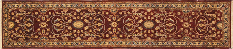 handmade Transitional Kafkaz Red Blue Hand Knotted RUNNER 100% WOOL area rug 2' x 12'