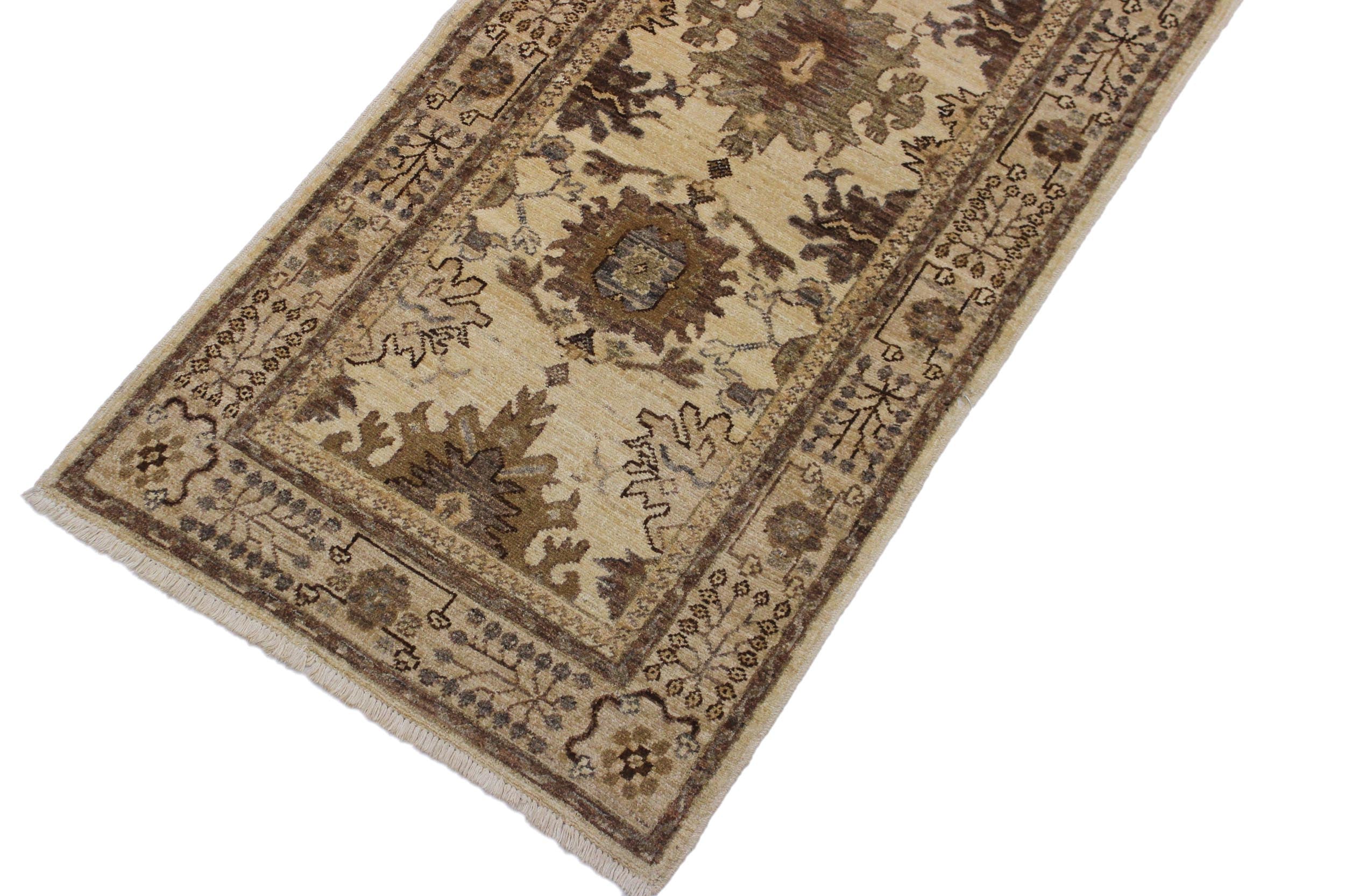 handmade Geometric Kafkaz Beige Lt. Brown Hand Knotted RUNNER 100% WOOL area rug 3' x 10'