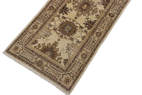handmade Geometric Kafkaz Beige Lt. Brown Hand Knotted RUNNER 100% WOOL area rug 3' x 10'