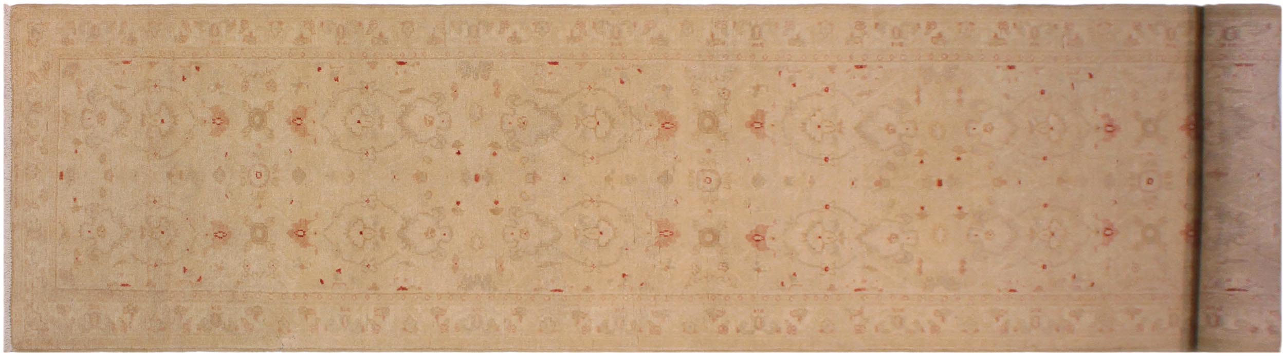 handmade Modern Kafkaz Lt. Tan Lt. Brown Hand Knotted RUNNER 100% WOOL area rug 3' x 15'
