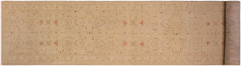 handmade Modern Kafkaz Lt. Tan Lt. Brown Hand Knotted RUNNER 100% WOOL area rug 3' x 15'