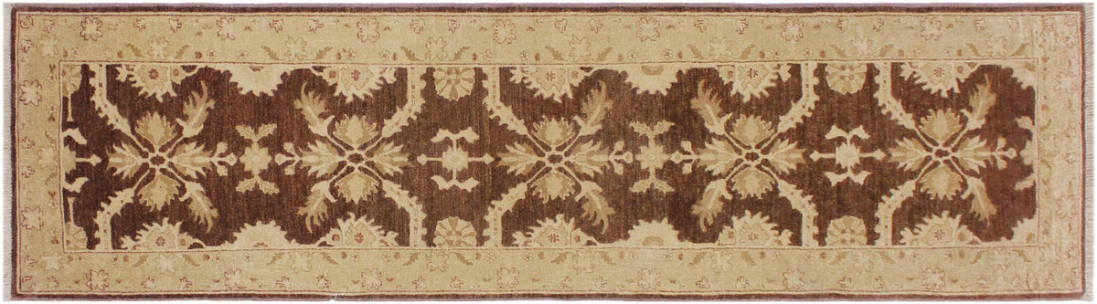 handmade Traditional Kafkaz Brown Tan Hand Knotted RUNNER 100% WOOL area rug 3' x 10'