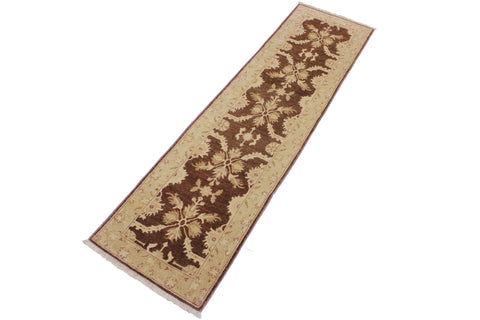 handmade Traditional Kafkaz Brown Tan Hand Knotted RUNNER 100% WOOL area rug 3' x 10'