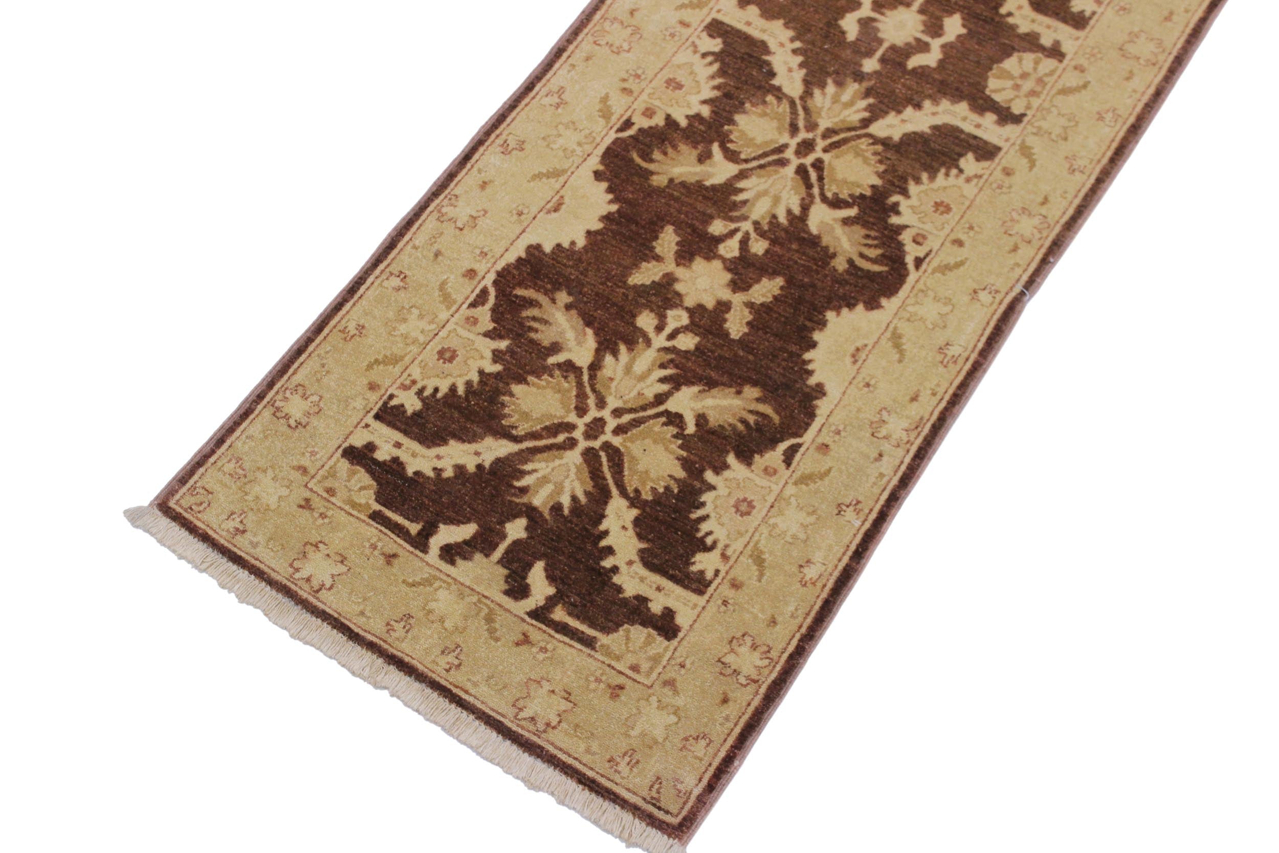 handmade Traditional Kafkaz Brown Tan Hand Knotted RUNNER 100% WOOL area rug 3' x 10'