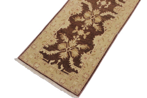 handmade Traditional Kafkaz Brown Tan Hand Knotted RUNNER 100% WOOL area rug 3' x 10'