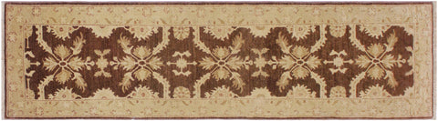 handmade Traditional Kafkaz Brown Tan Hand Knotted RUNNER 100% WOOL area rug 3' x 10'