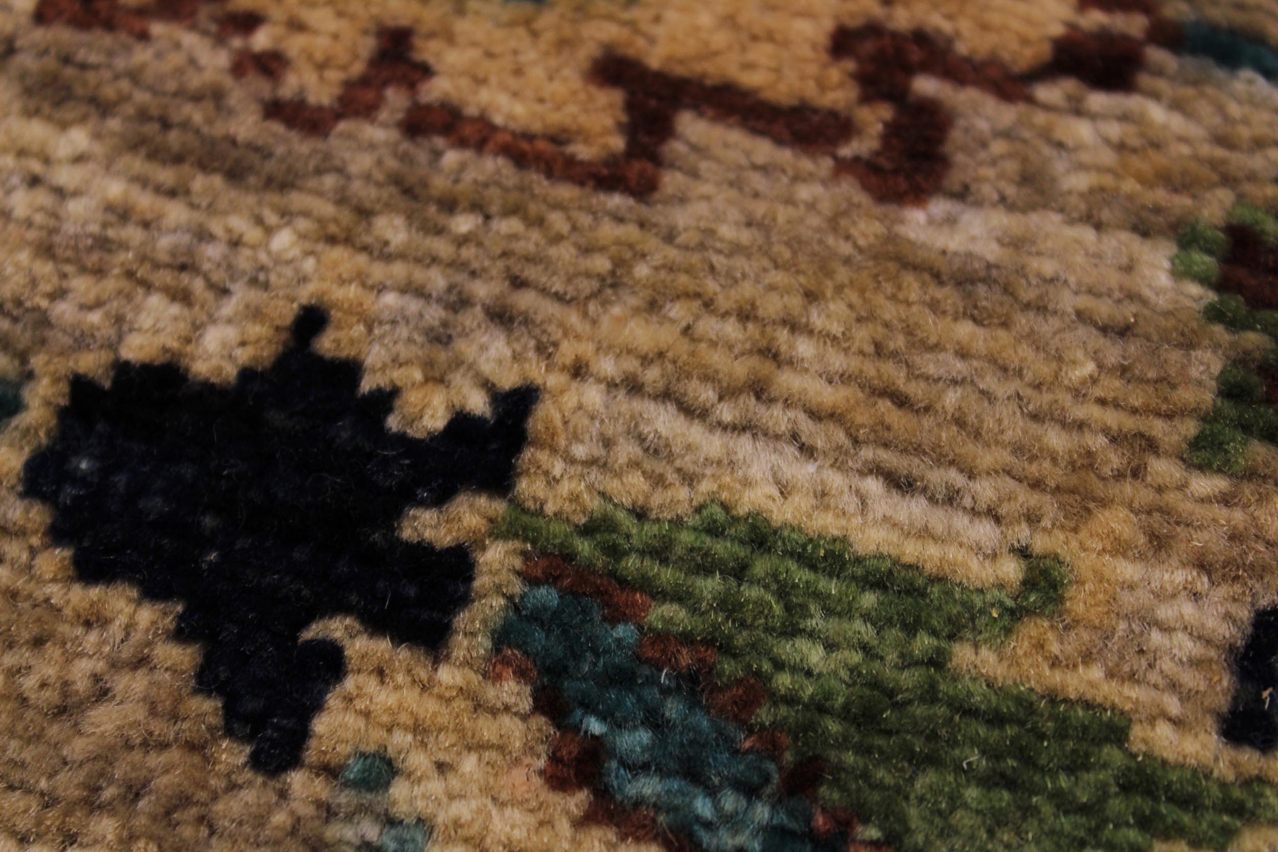 handmade Transitional Kafkaz Lt. Gray Green Hand Knotted RUNNER 100% WOOL area rug 3' x 15'