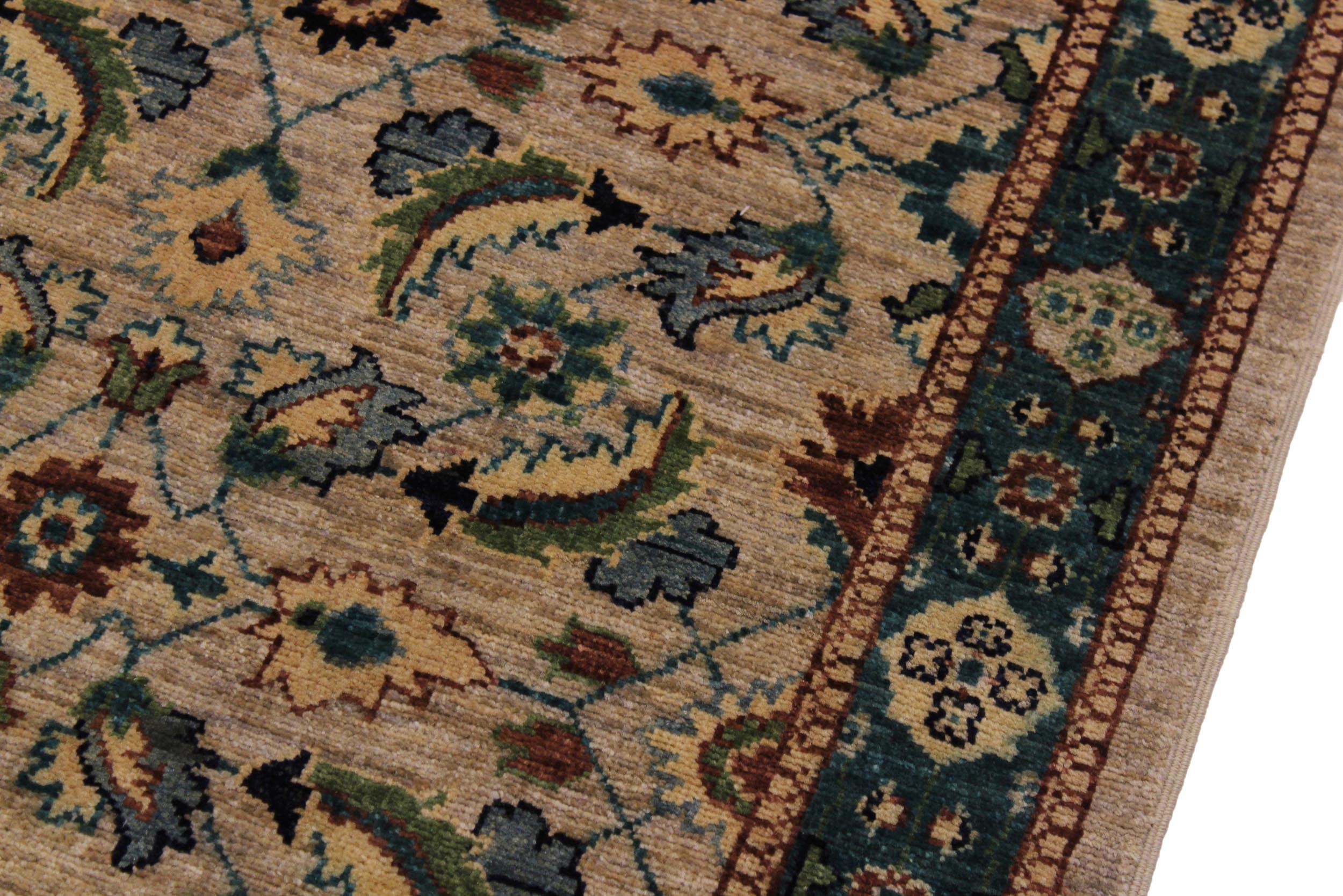handmade Transitional Kafkaz Lt. Gray Green Hand Knotted RUNNER 100% WOOL area rug 3' x 15'