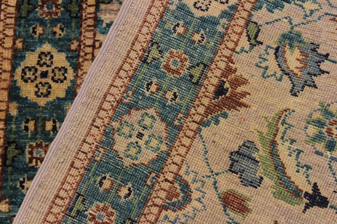 handmade Transitional Kafkaz Lt. Gray Green Hand Knotted RUNNER 100% WOOL area rug 3' x 15'