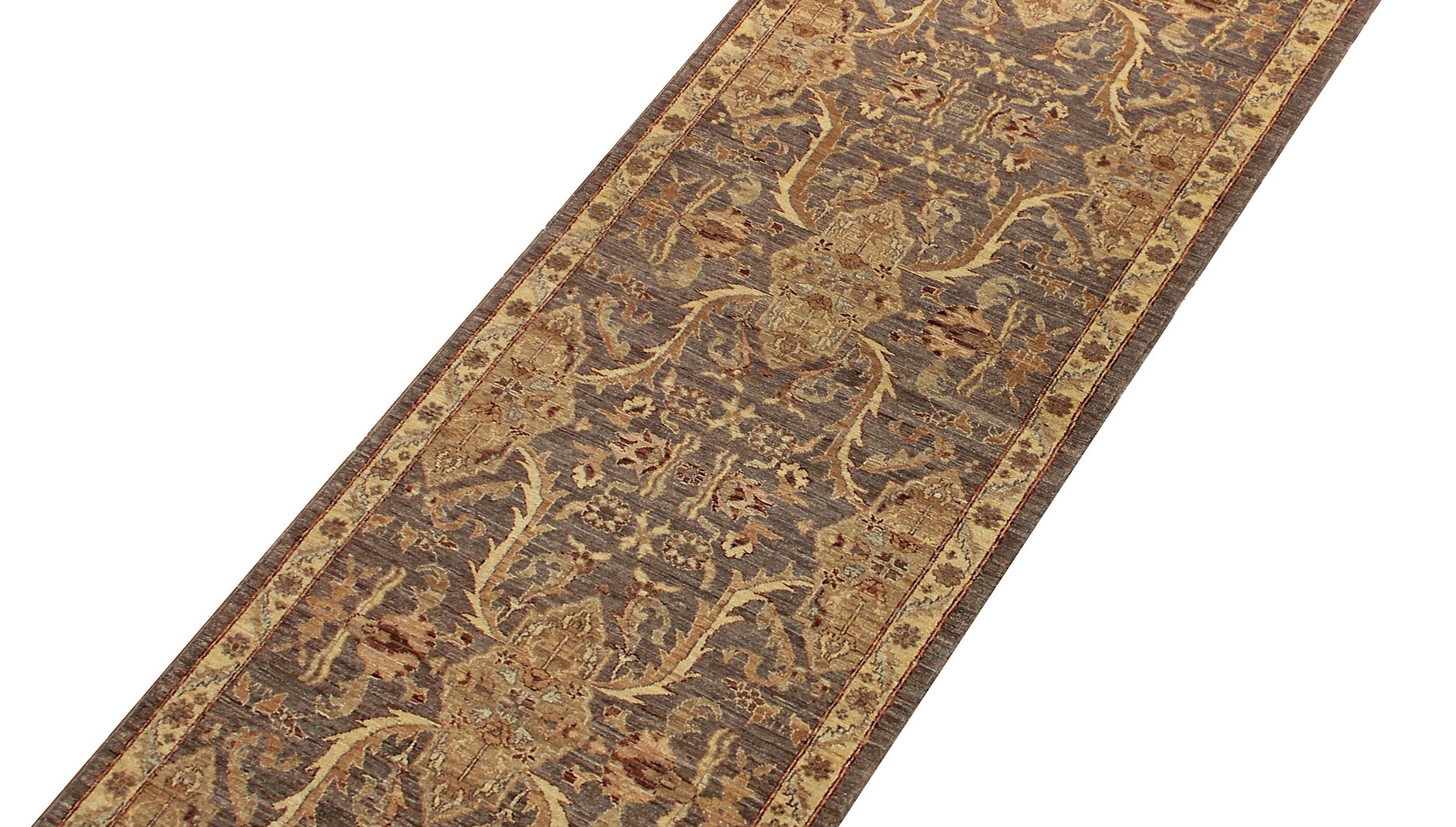 handmade Transitional Kafkaz Gray Ivory Hand Knotted RUNNER 100% WOOL area rug 3' x 11'