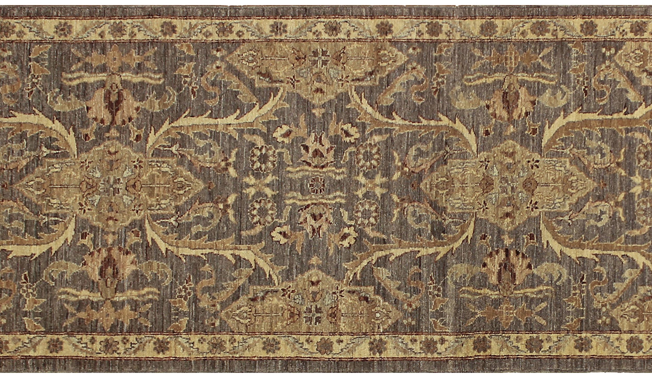 handmade Transitional Kafkaz Gray Ivory Hand Knotted RUNNER 100% WOOL area rug 3' x 11'