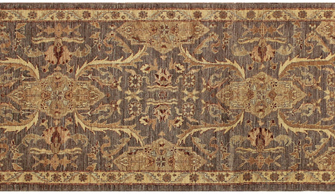handmade Transitional Kafkaz Gray Ivory Hand Knotted RUNNER 100% WOOL area rug 3' x 11'