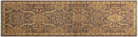 handmade Transitional Kafkaz Gray Ivory Hand Knotted RUNNER 100% WOOL area rug 3' x 11'