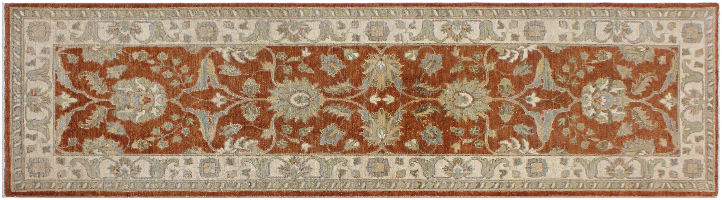 handmade Traditional Kafkaz Rust Ivory Hand Knotted RUNNER 100% WOOL area rug 3' x 9'