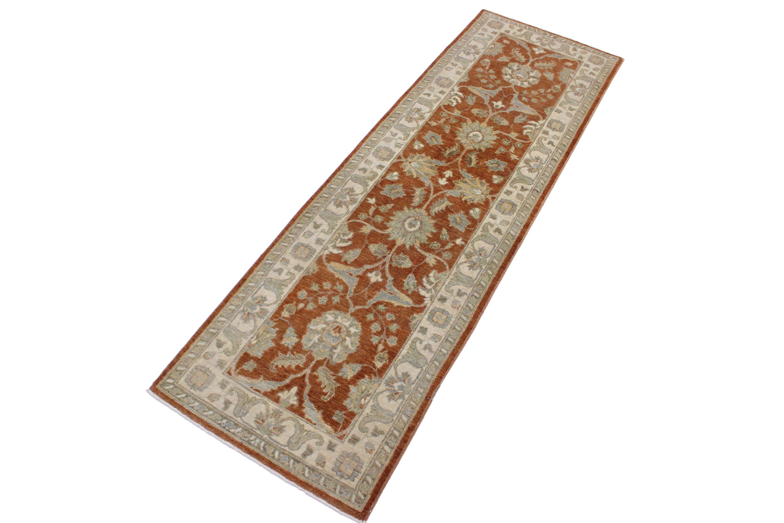handmade Traditional Kafkaz Rust Ivory Hand Knotted RUNNER 100% WOOL area rug 3' x 9'