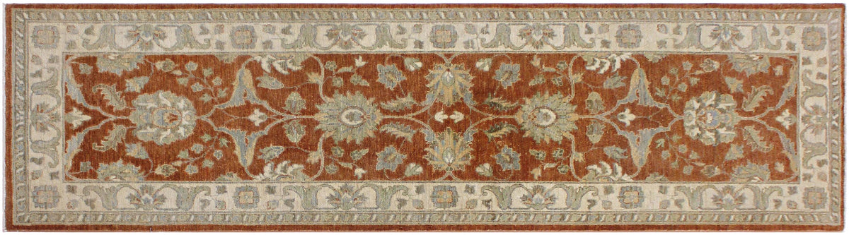 handmade Traditional Kafkaz Rust Ivory Hand Knotted RUNNER 100% WOOL area rug 3' x 9'