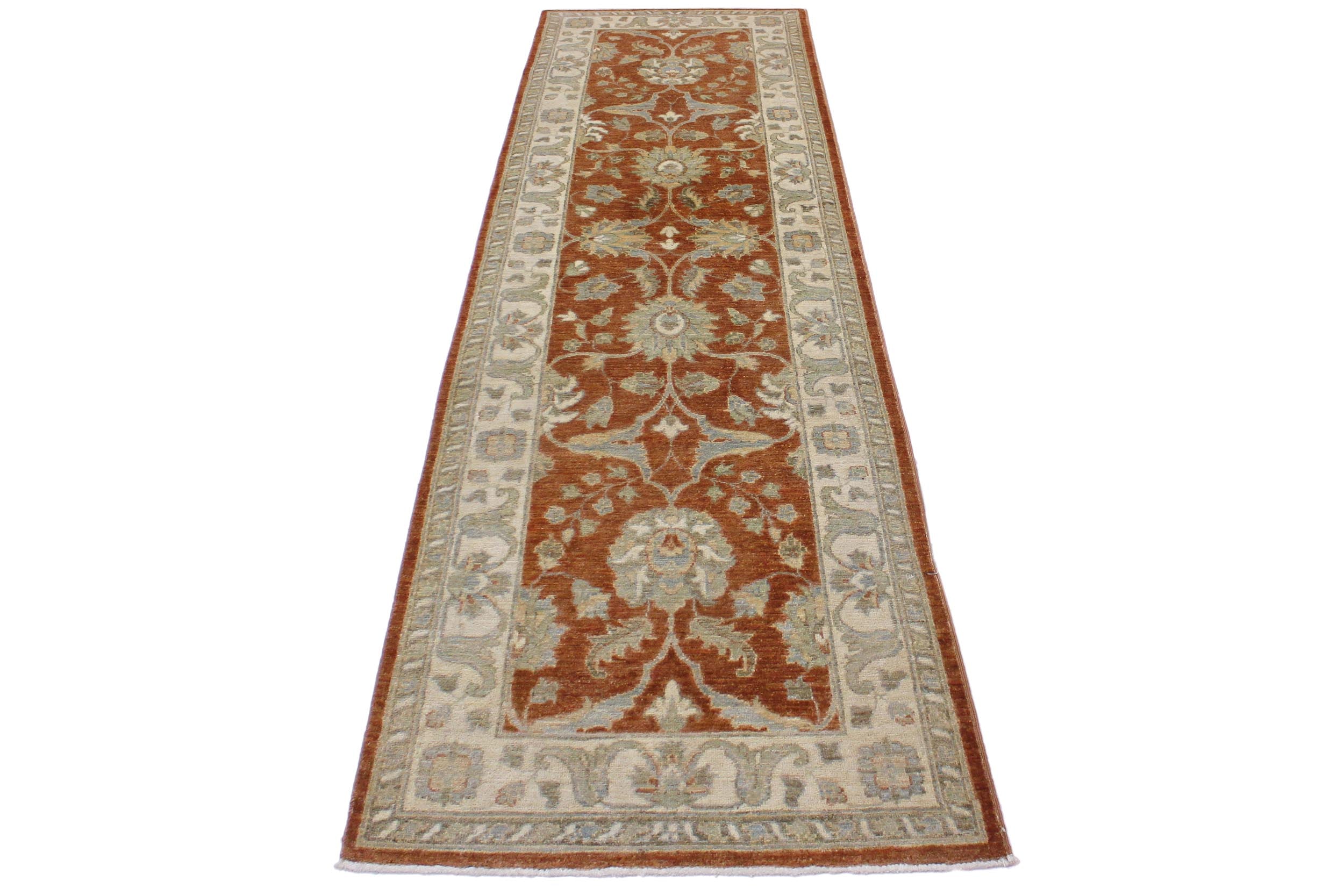 handmade Traditional Kafkaz Rust Ivory Hand Knotted RUNNER 100% WOOL area rug 3' x 9'