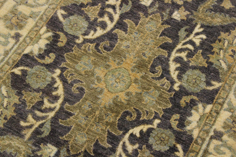 handmade Traditional Kafkaz Charcoal Brown Hand Knotted RUNNER 100% WOOL area rug 2'7" x 10'