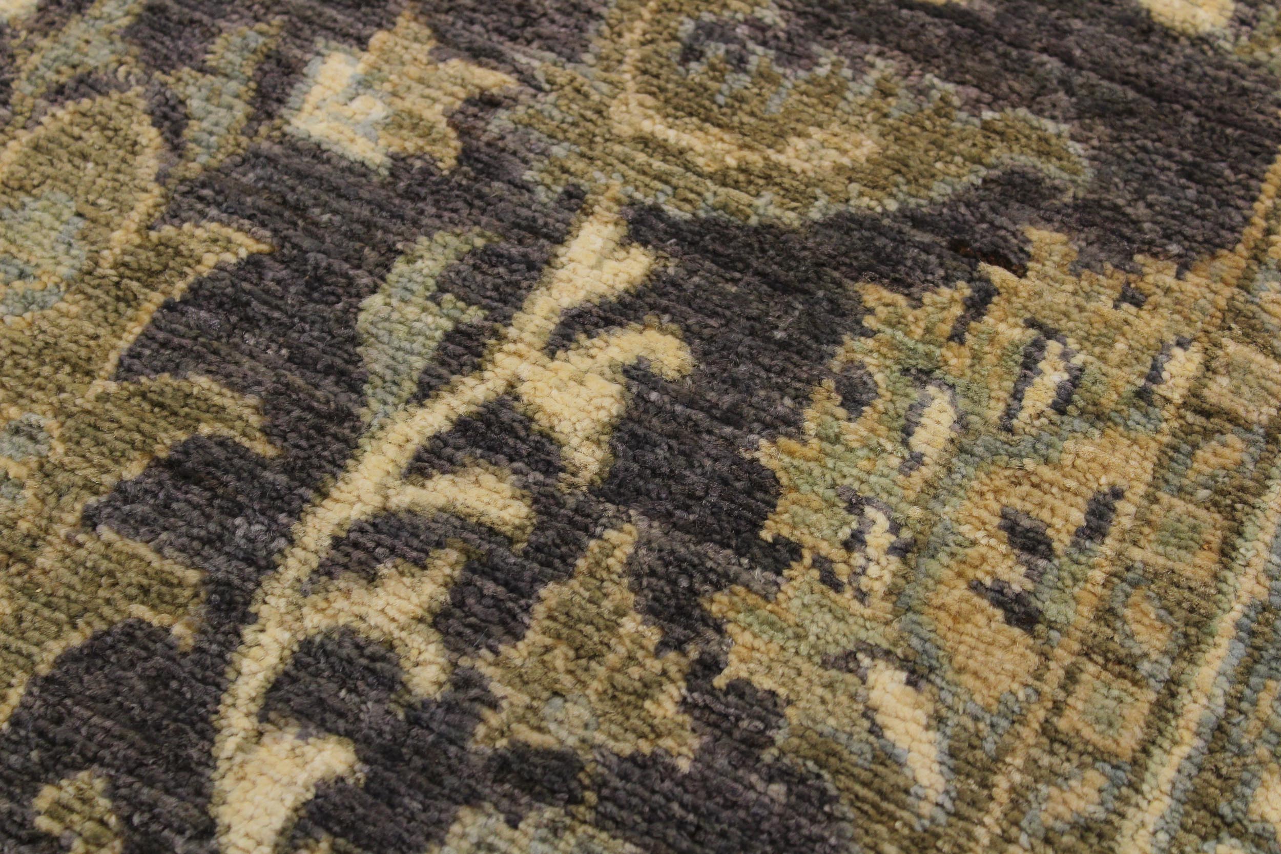 handmade Traditional Kafkaz Charcoal Brown Hand Knotted RUNNER 100% WOOL area rug 2'7" x 10'