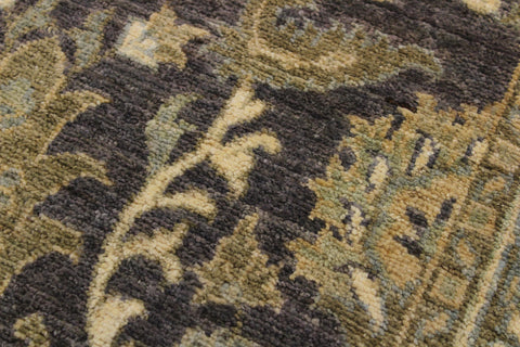 handmade Traditional Kafkaz Charcoal Brown Hand Knotted RUNNER 100% WOOL area rug 2'7" x 10'