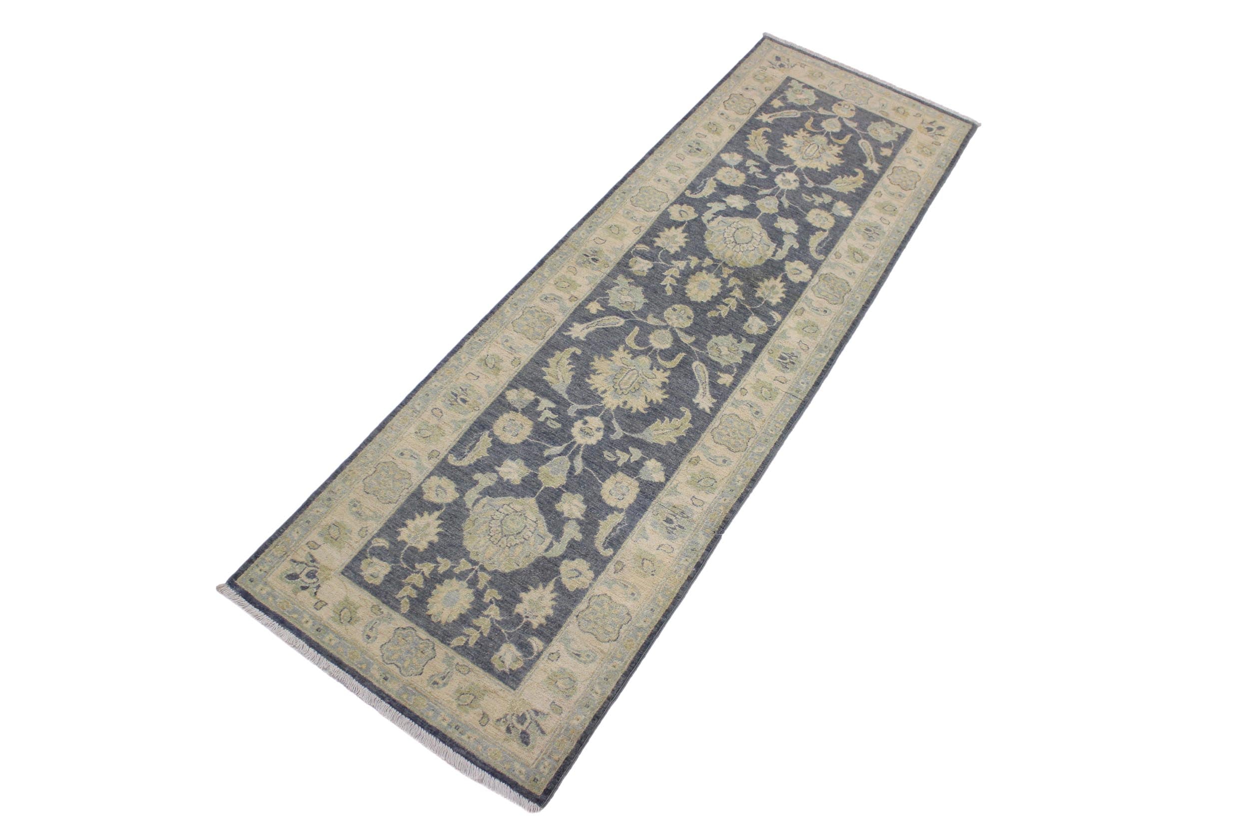handmade Traditional Kafkaz Gray Ivory Hand Knotted RUNNER 100% WOOL area rug 2' x 8'