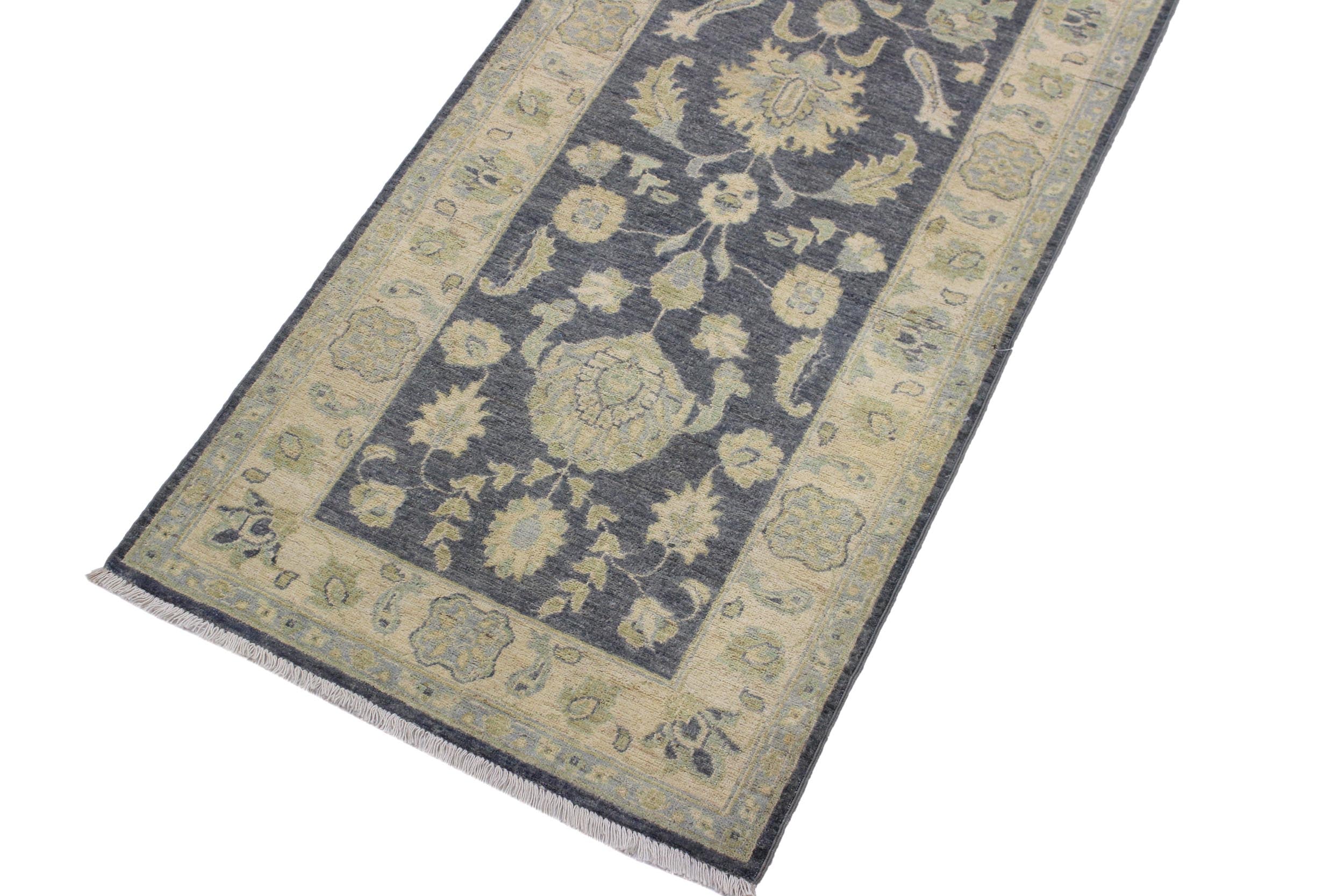 handmade Traditional Kafkaz Gray Ivory Hand Knotted RUNNER 100% WOOL area rug 2' x 8'
