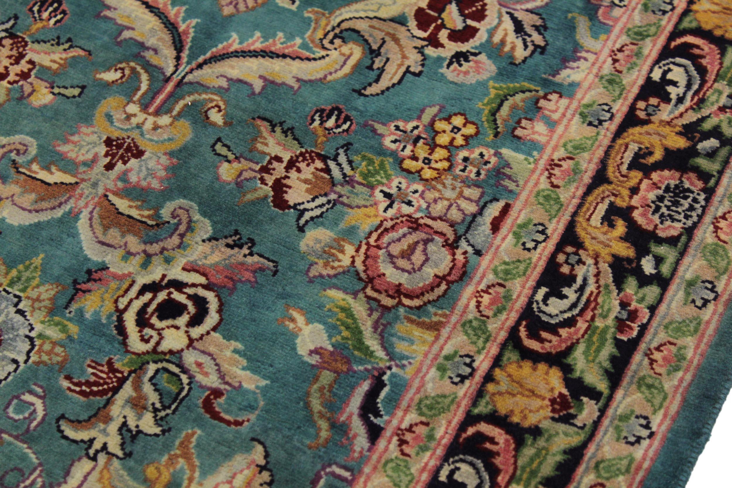 handmade Traditional Guldasta Teal Blue Hand Knotted RUNNER 100% WOOL area rug 3' x 10'