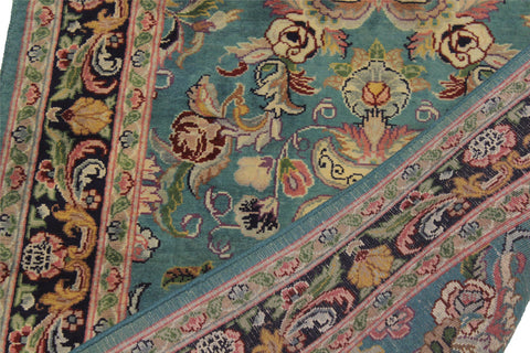 handmade Traditional Guldasta Teal Blue Hand Knotted RUNNER 100% WOOL area rug 3' x 10'