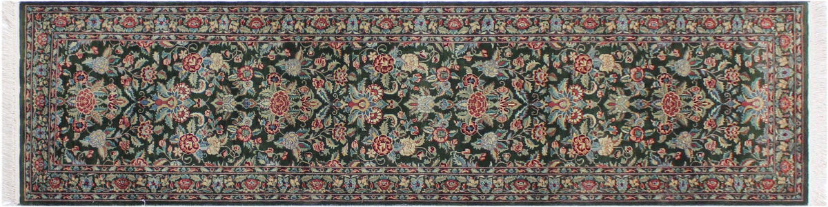 handmade Traditional Sohil Green Blue Hand Knotted RUNNER 100% WOOL area rug 3' x 10'