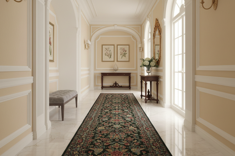 handmade Traditional Sohil Green Blue Hand Knotted RUNNER 100% WOOL area rug 3' x 10'