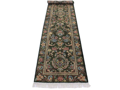 handmade Traditional Gulzar Green Blue Hand Knotted RUNNER 100% WOOL area rug 3x12