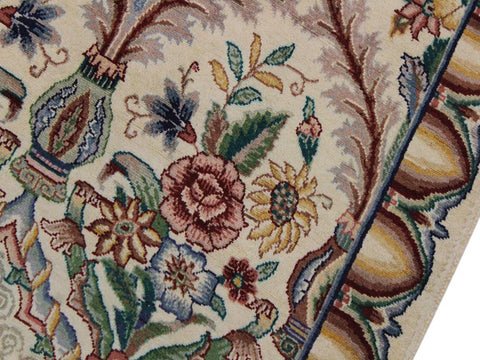 handmade Traditional Mahal Beige Blue Hand Knotted RUNNER 100% WOOL area rug 3x12